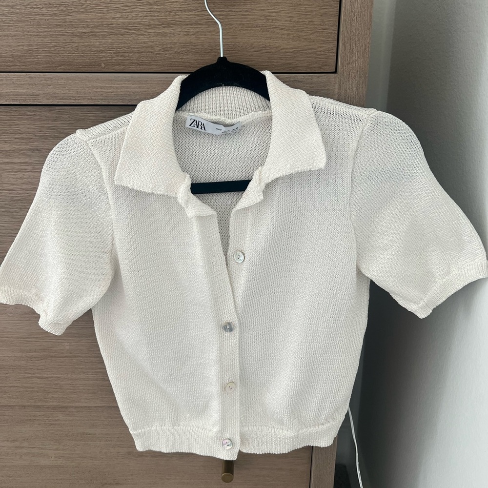 Zara-white vacation top